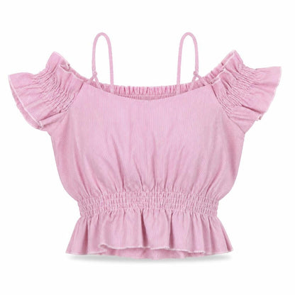 Womens UK Size 6 diffuse Pink Cropped T-Shirt