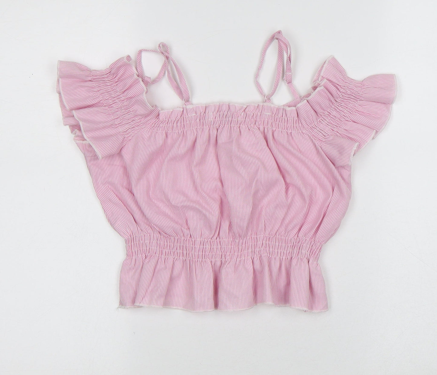 Womens UK Size 6 diffuse Pink Cropped T-Shirt