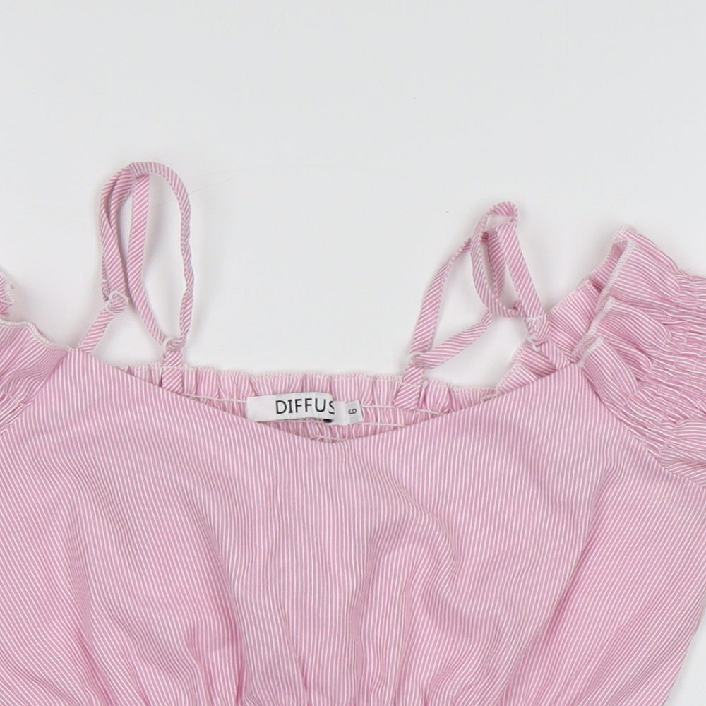 Womens UK Size 6 diffuse Pink Cropped T-Shirt
