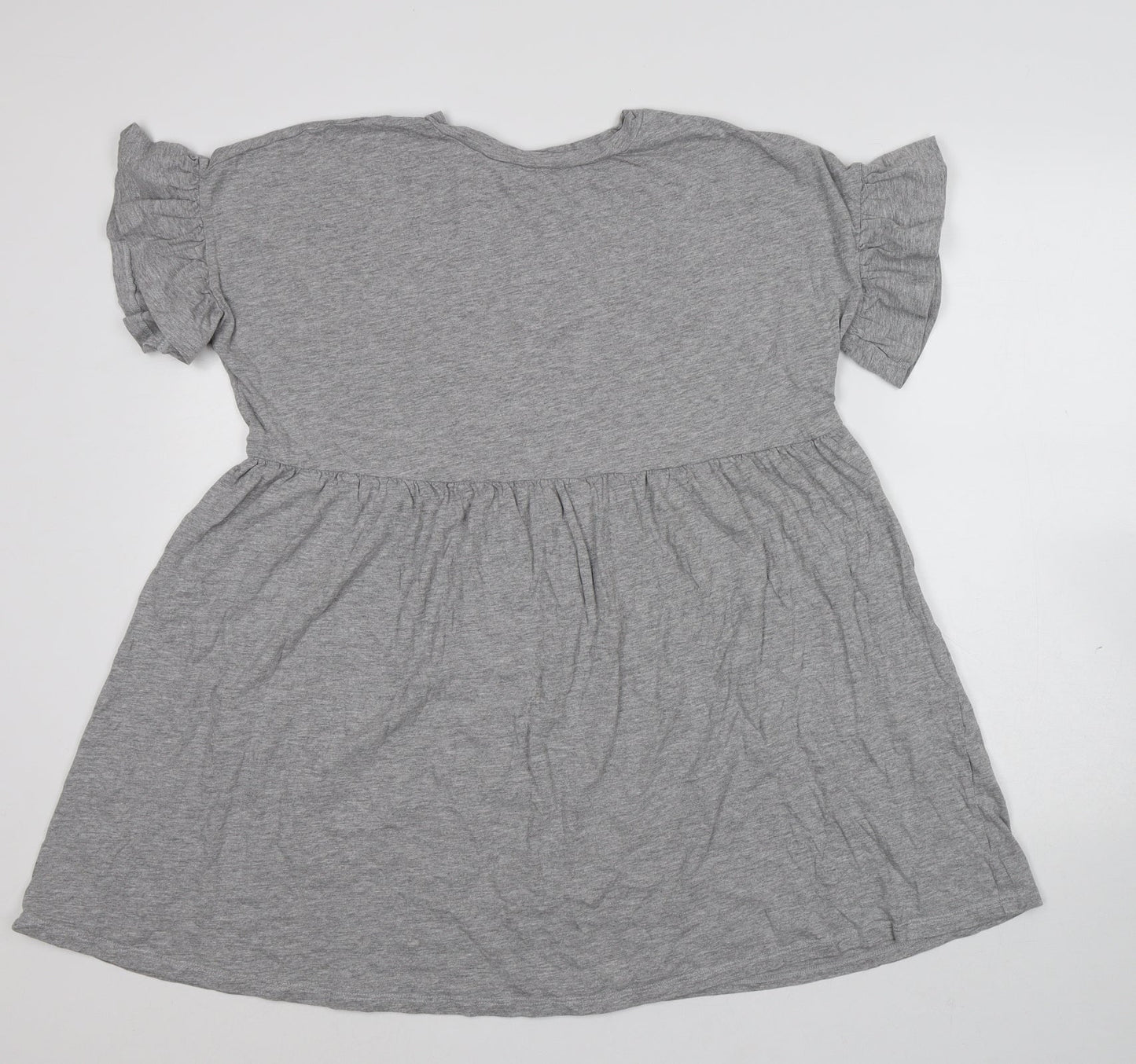New Look Womens Grey Cotton T-Shirt Dress Size 12 Round Neck