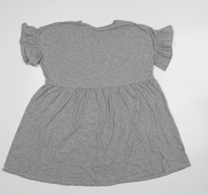 New Look Womens Grey Cotton T-Shirt Dress Size 12 Round Neck