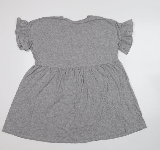 New Look Womens Grey Cotton T-Shirt Dress Size 12 Round Neck