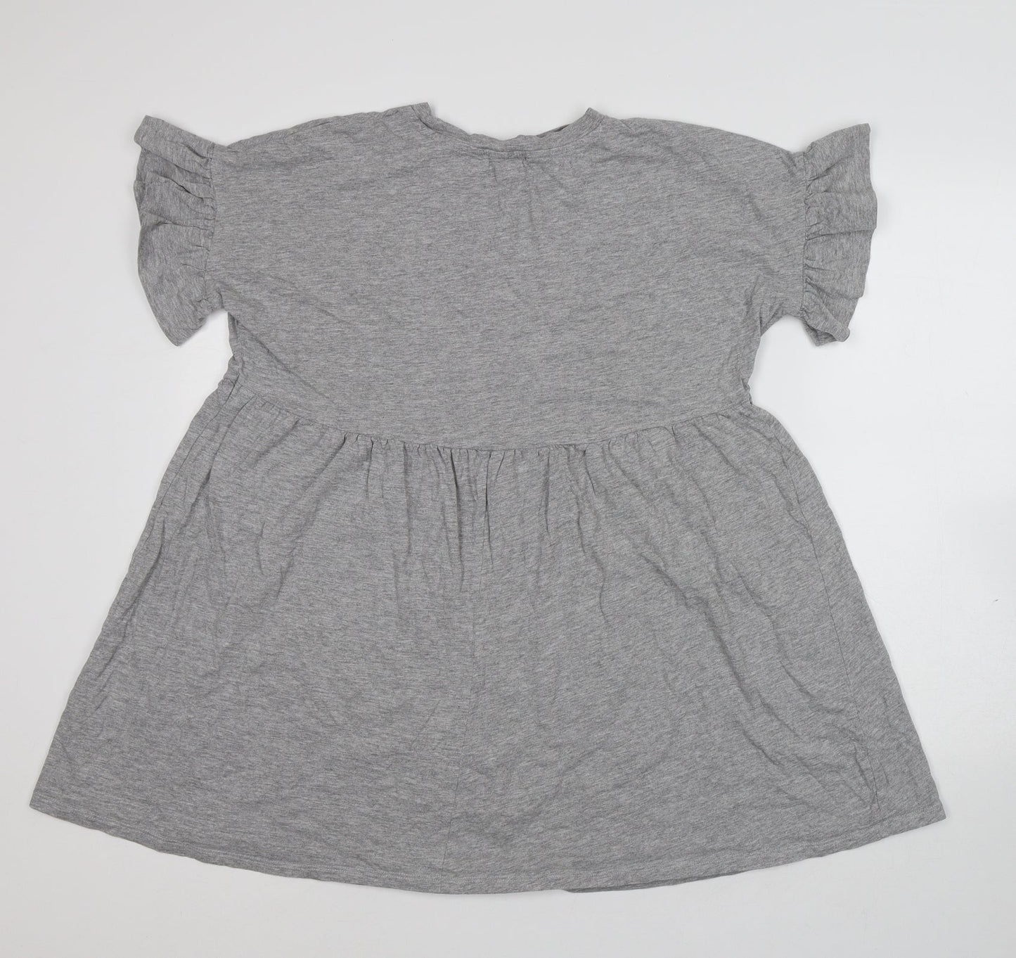 New Look Womens Grey Cotton T-Shirt Dress Size 12 Round Neck