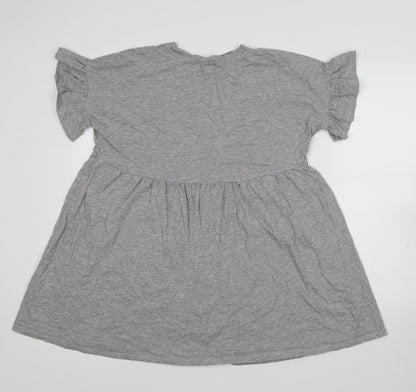 New Look Womens Grey Cotton T-Shirt Dress Size 12 Round Neck