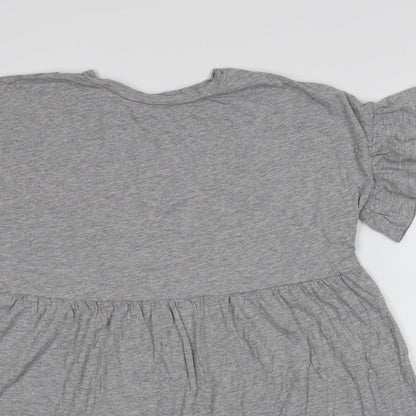 New Look Womens Grey Cotton T-Shirt Dress Size 12 Round Neck