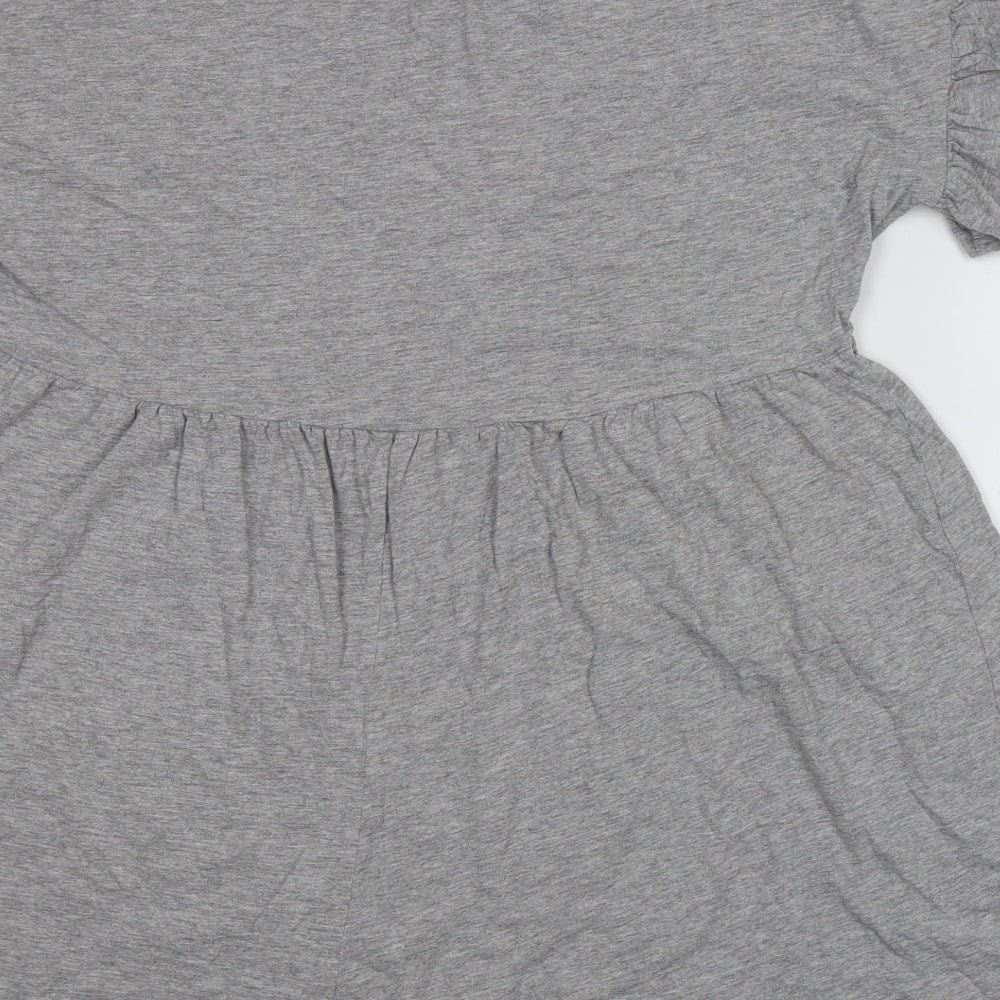 New Look Womens Grey Cotton T-Shirt Dress Size 12 Round Neck