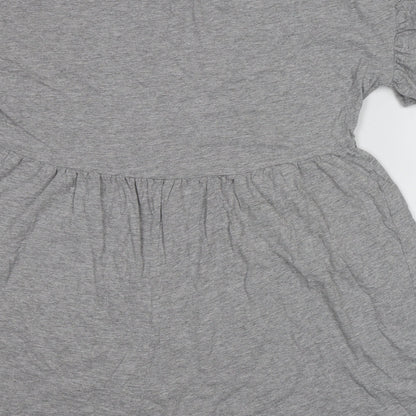 New Look Womens Grey Cotton T-Shirt Dress Size 12 Round Neck