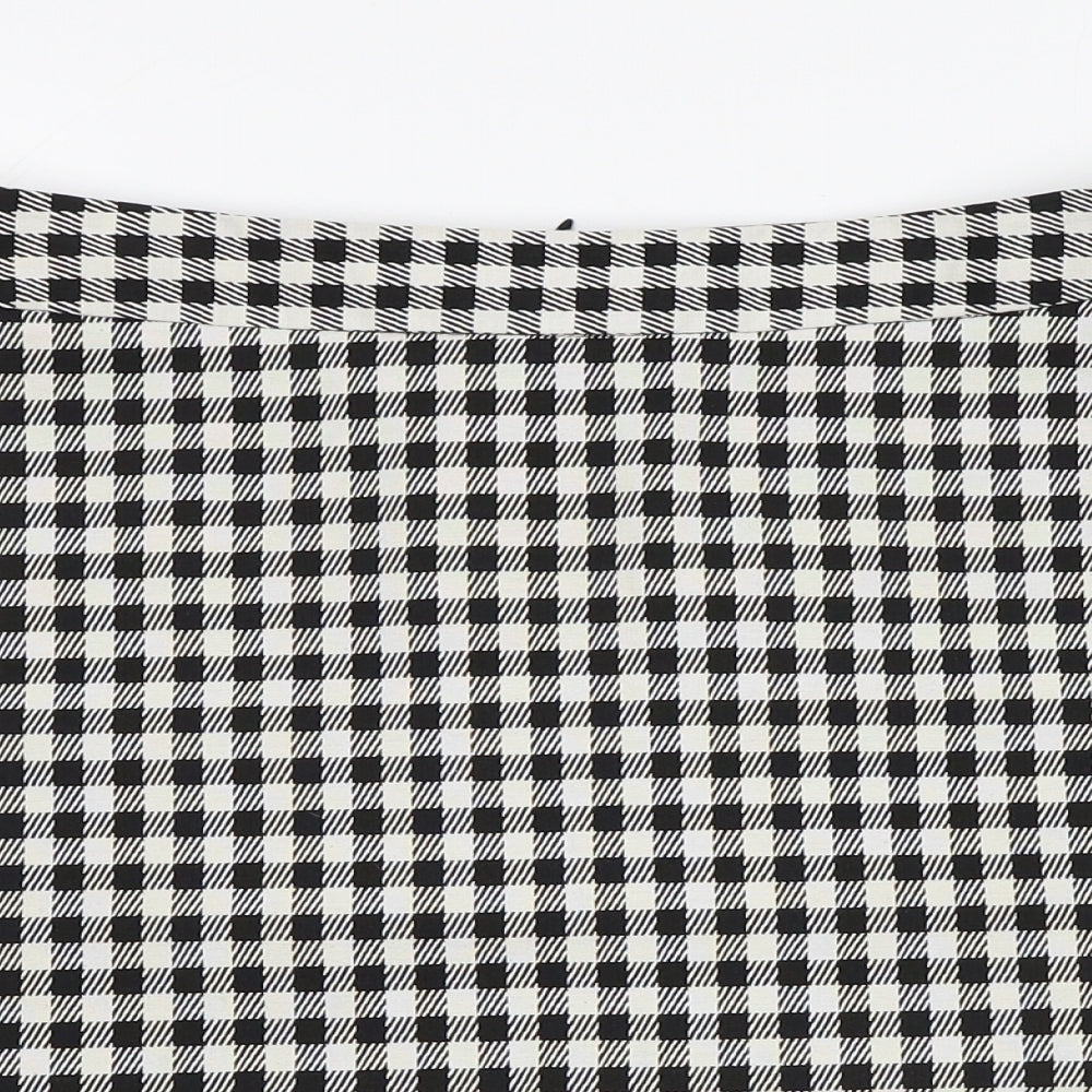 Papaya Womens White Check Polyester A-Line Skirt Size 10 Regular Zip