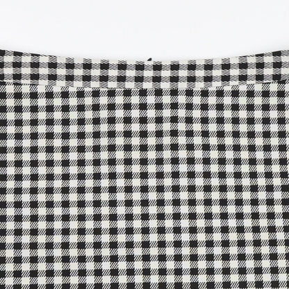 Papaya Womens White Check Polyester A-Line Skirt Size 10 Regular Zip