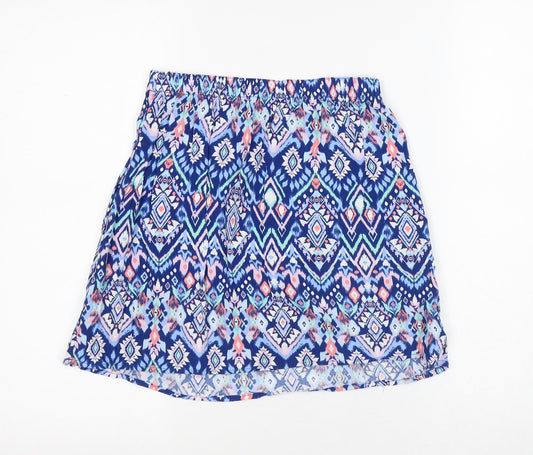 Divided by H&M Womens Blue Geometric Viscose Mini Skirt Size 6