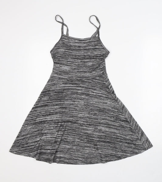 Divided by H&M Womens Grey Viscose Skater Dress Size S Round Neck