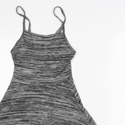 Divided by H&M Womens Grey Viscose Skater Dress Size S Round Neck