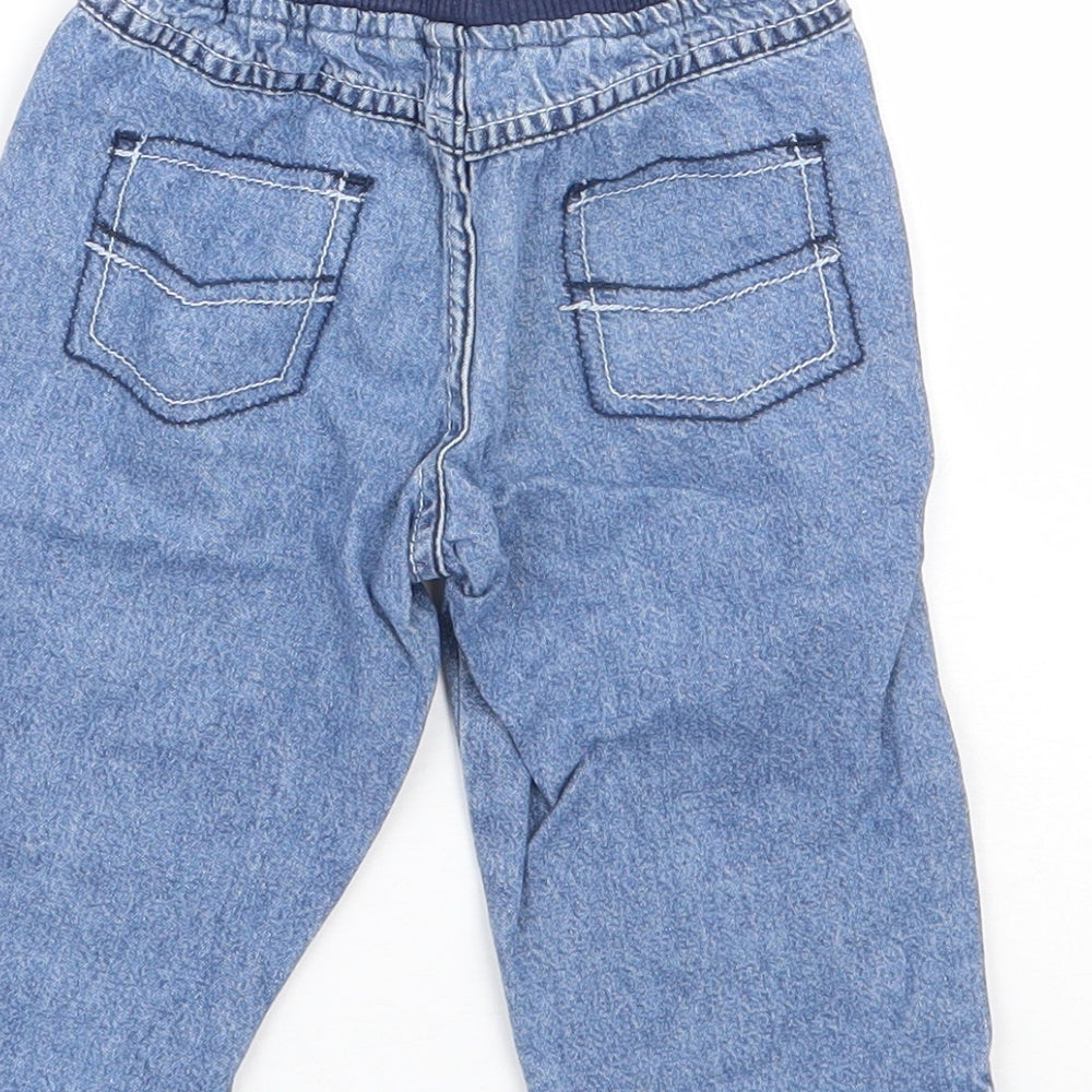 George Girls Blue 100% Cotton Jogger Jeans Size 6-9 Months Pullover