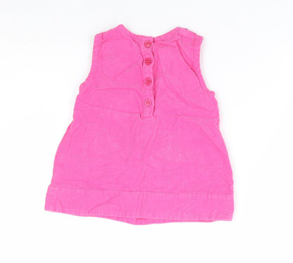 St Bernard Girls Pink 100% Cotton A-Line Size 6-9 Months Round Neck Button