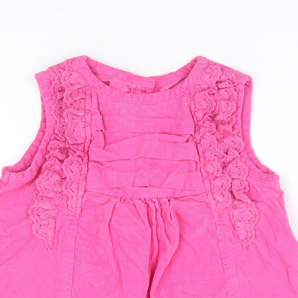 St Bernard Girls Pink 100% Cotton A-Line Size 6-9 Months Round Neck Button