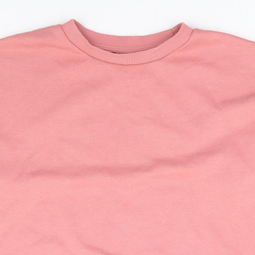 New Look Girls Pink Cotton Pullover Sweatshirt Size 12-13 Years Pullover - Cropped