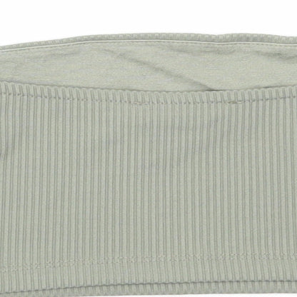 Primark Womens Green Polyester Cropped T-Shirt Size XS Off the Shoulder - Ribbed Bandeau