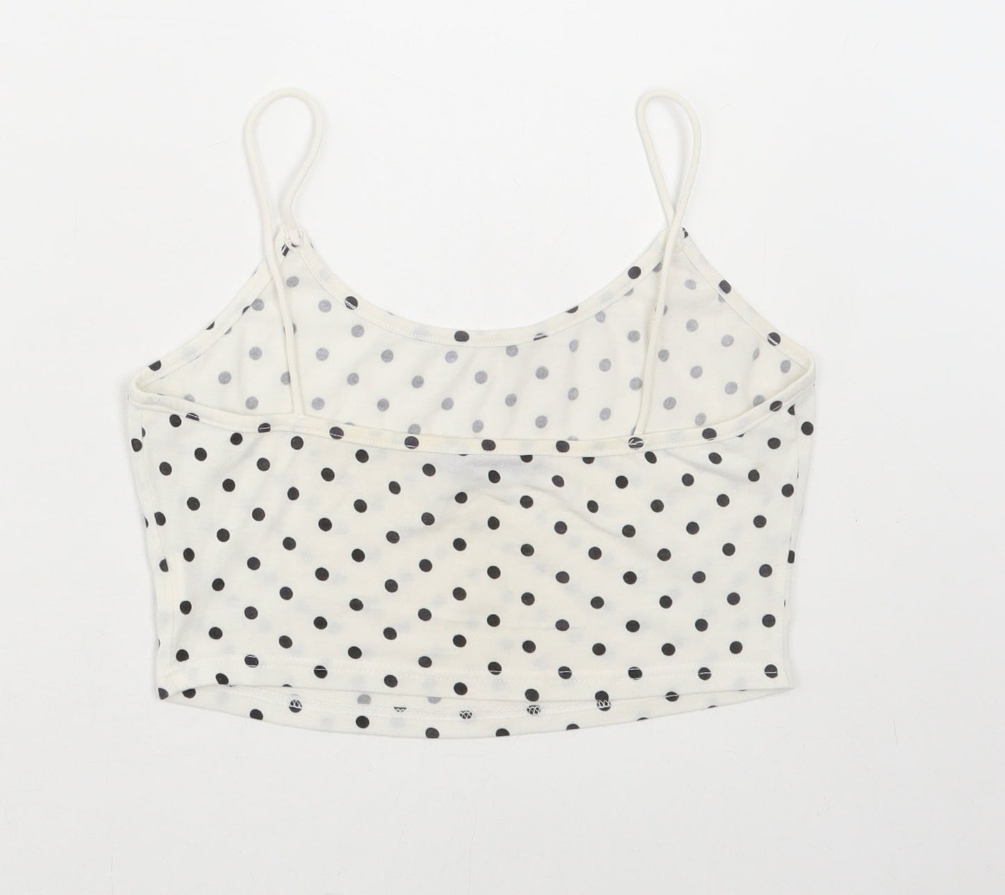 SheIn Womens White Polka Dot Polyester Cropped Tank Size XS Scoop Neck