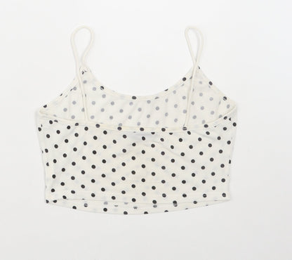SheIn Womens White Polka Dot Polyester Cropped Tank Size XS Scoop Neck