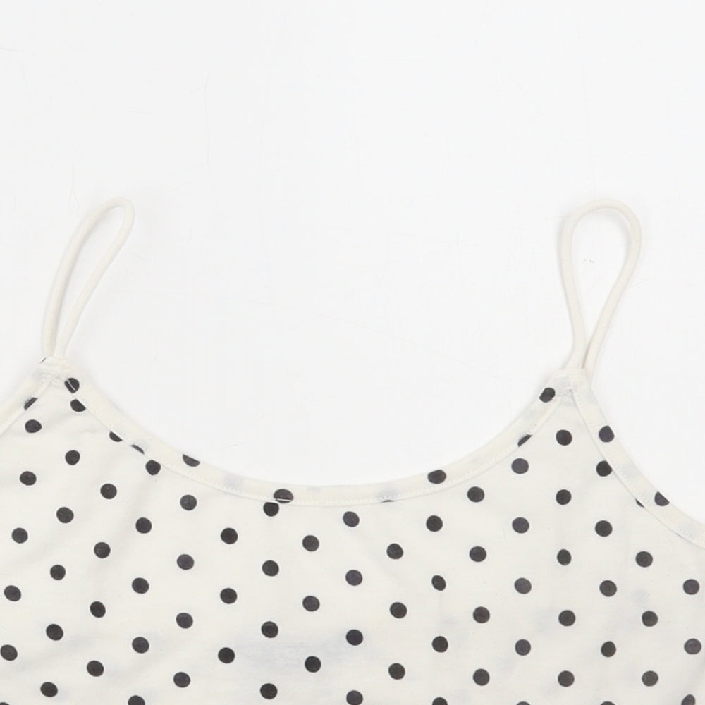 SheIn Womens White Polka Dot Polyester Cropped Tank Size XS Scoop Neck