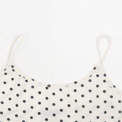 SheIn Womens White Polka Dot Polyester Cropped Tank Size XS Scoop Neck