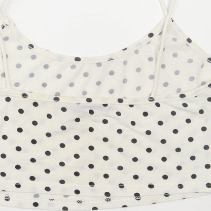 SheIn Womens White Polka Dot Polyester Cropped Tank Size XS Scoop Neck