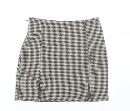 SheIn Womens Brown Geometric Polyester Mini Skirt Size XS