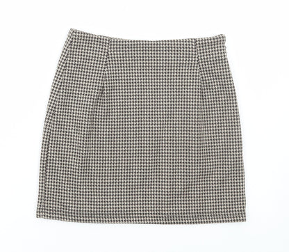 SheIn Womens Brown Geometric Polyester Mini Skirt Size XS