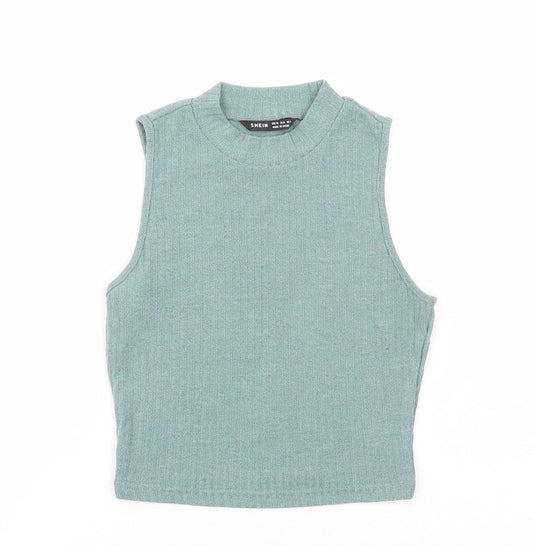 SheIn Womens Green Polyester Cropped Tank Size XS High Neck