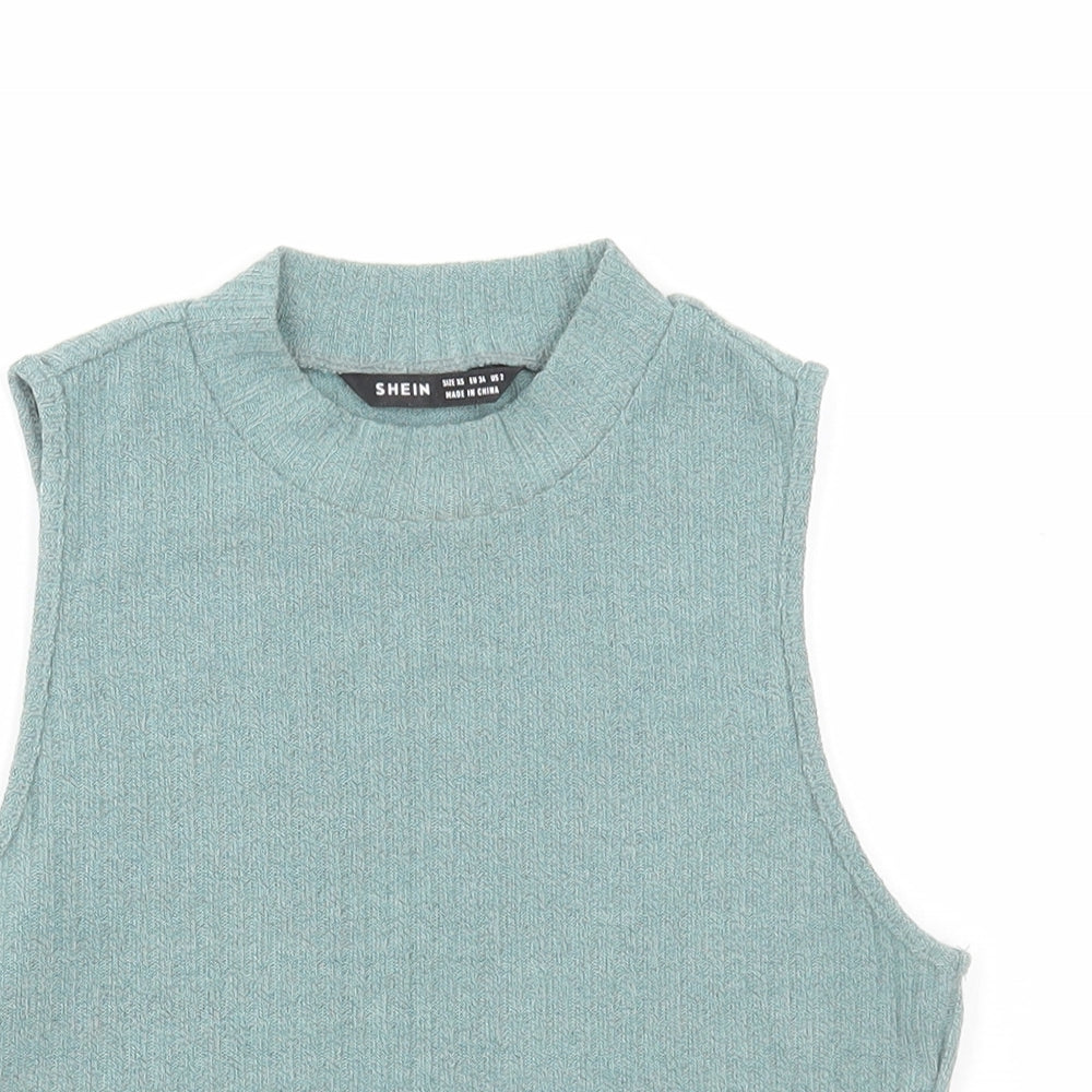 SheIn Womens Green Polyester Cropped Tank Size XS High Neck