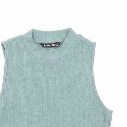 SheIn Womens Green Polyester Cropped Tank Size XS High Neck