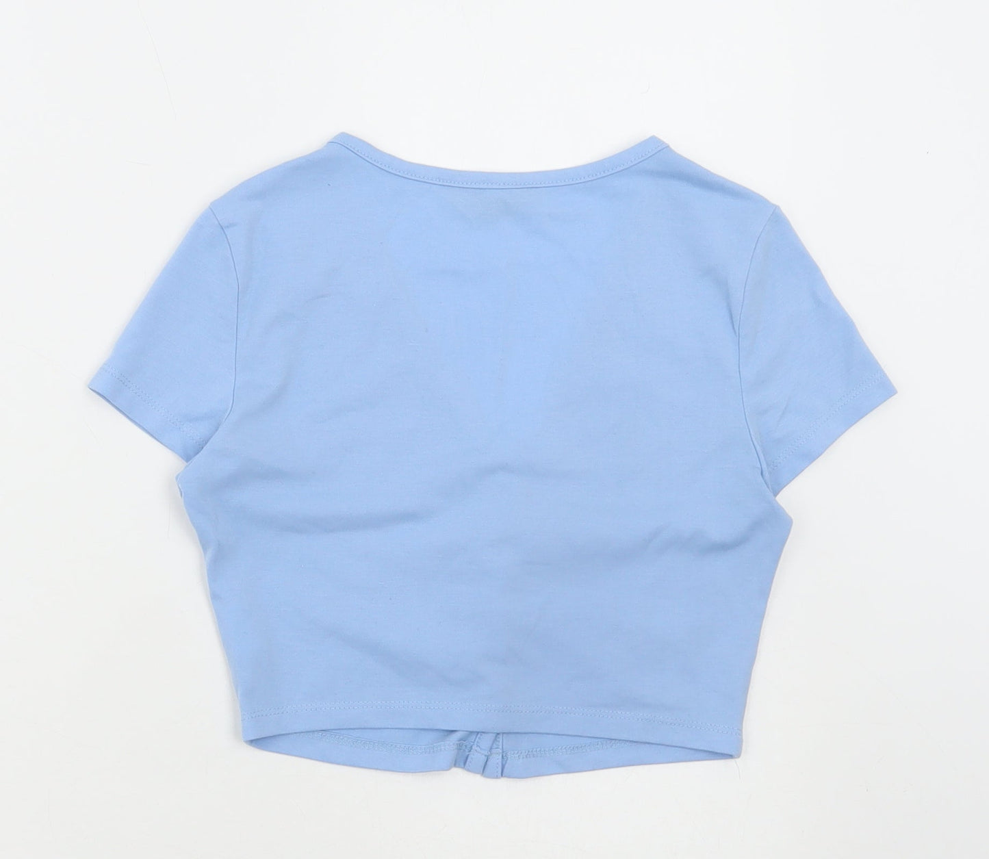 SheIn Womens Blue Polyester Cropped T-Shirt Size XS V-Neck