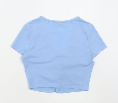 SheIn Womens Blue Polyester Cropped T-Shirt Size XS V-Neck