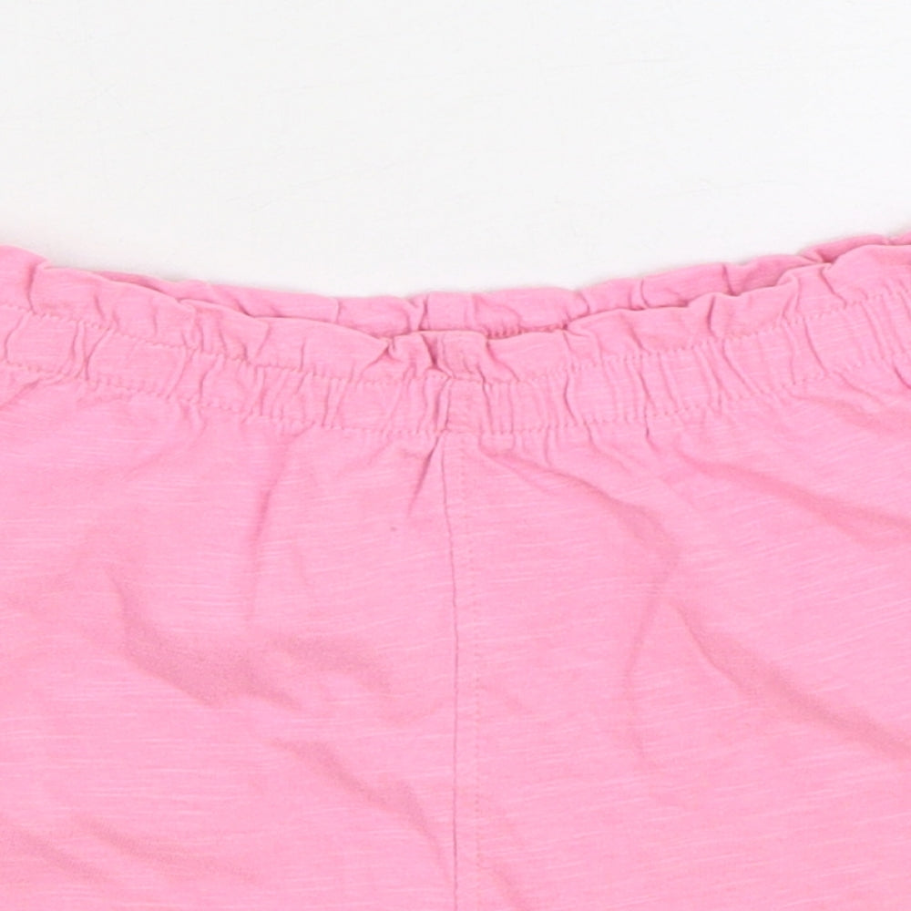 Marks and Spencer Girls Pink 100% Cotton Sweat Shorts Size 2-3 Years Regular Drawstring - Smile