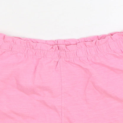 Marks and Spencer Girls Pink 100% Cotton Sweat Shorts Size 2-3 Years Regular Drawstring - Smile