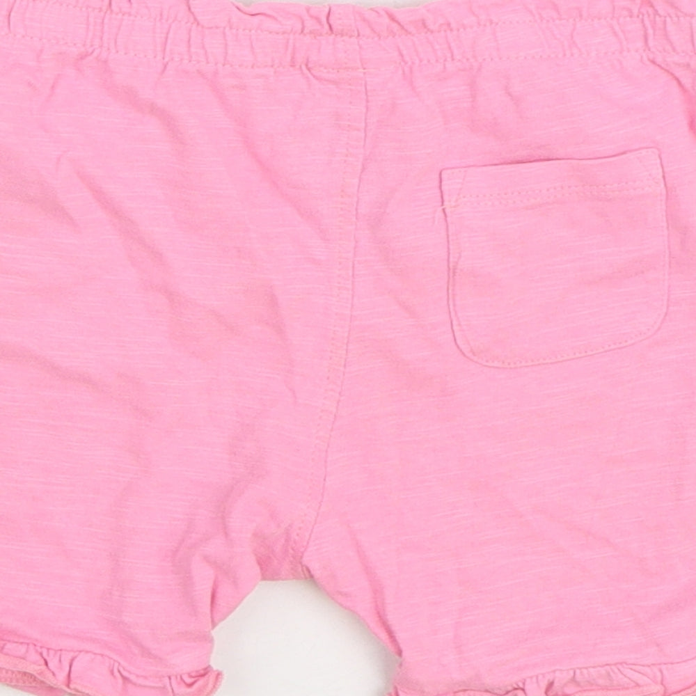 Marks and Spencer Girls Pink 100% Cotton Sweat Shorts Size 2-3 Years Regular Drawstring - Smile
