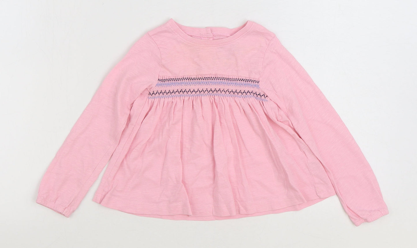 Leigh Tucker Girls Pink 100% Cotton Basic T-Shirt Size 2-3 Years Round Neck Button