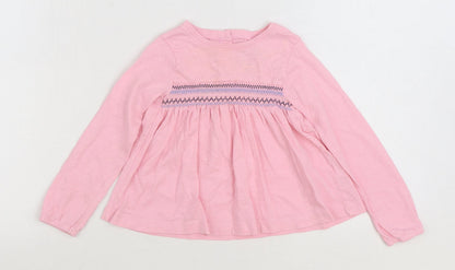 Leigh Tucker Girls Pink 100% Cotton Basic T-Shirt Size 2-3 Years Round Neck Button