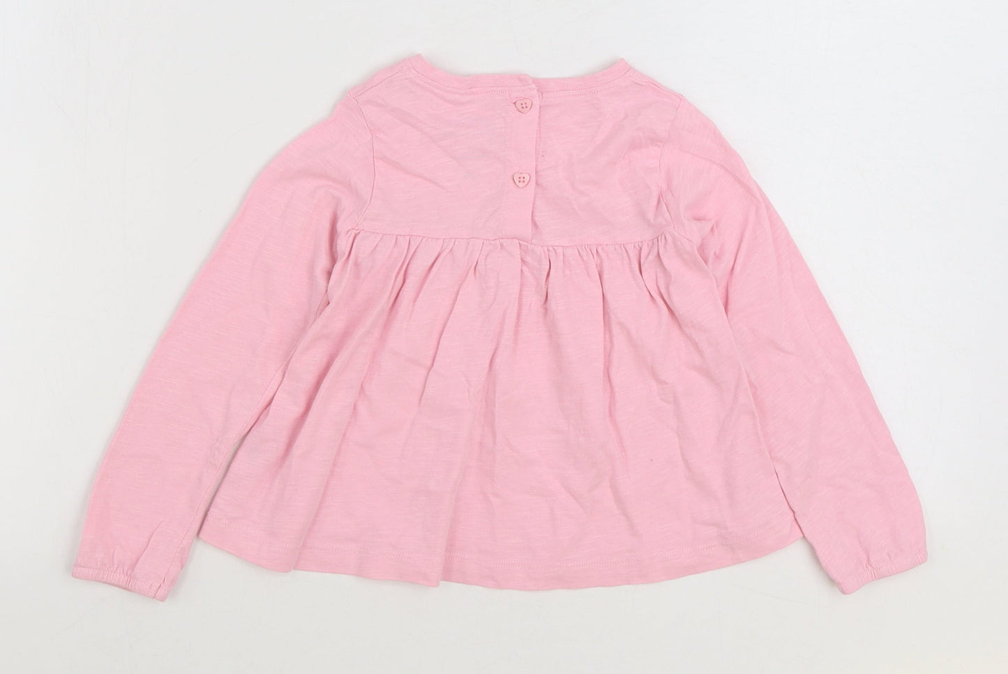 Leigh Tucker Girls Pink 100% Cotton Basic T-Shirt Size 2-3 Years Round Neck Button