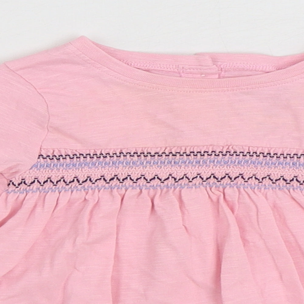 Leigh Tucker Girls Pink 100% Cotton Basic T-Shirt Size 2-3 Years Round Neck Button