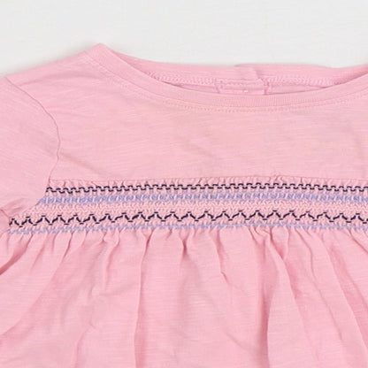 Leigh Tucker Girls Pink 100% Cotton Basic T-Shirt Size 2-3 Years Round Neck Button