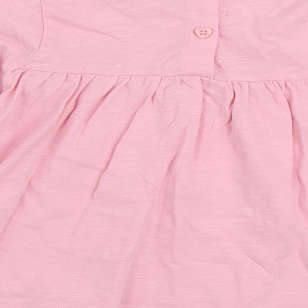 Leigh Tucker Girls Pink 100% Cotton Basic T-Shirt Size 2-3 Years Round Neck Button