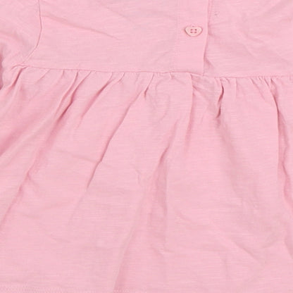 Leigh Tucker Girls Pink 100% Cotton Basic T-Shirt Size 2-3 Years Round Neck Button