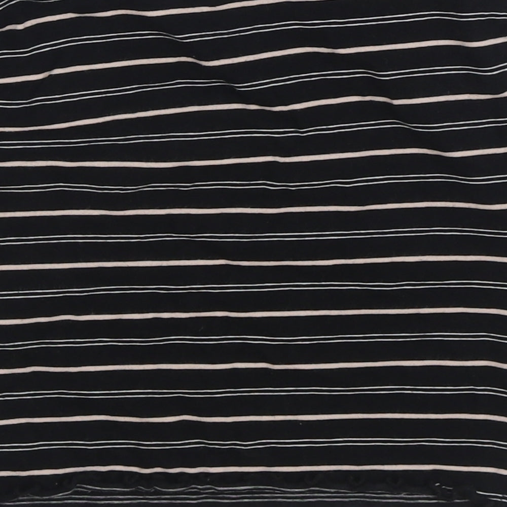 915 Generation Girls Black Striped Cotton Basic T-Shirt Size 9 Years Round Neck Pullover - New York Cropped