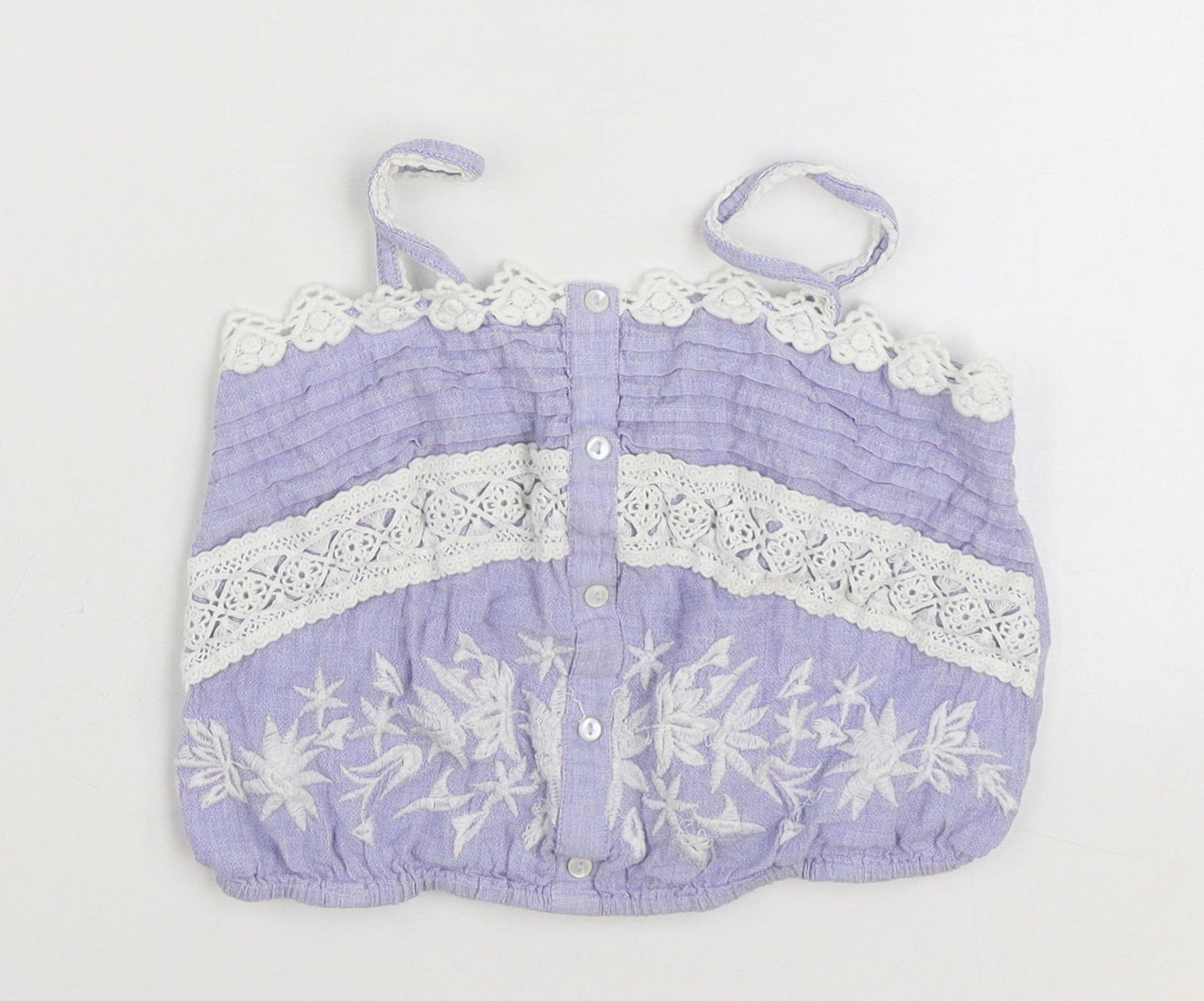 River Island Girls Blue Cotton Camisole Tank Size 10 Years Square Neck Pullover - Cropped