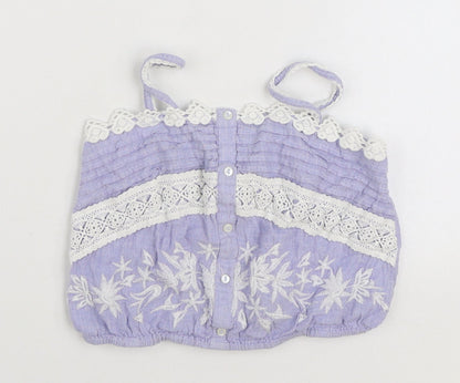 River Island Girls Blue Cotton Camisole Tank Size 10 Years Square Neck Pullover - Cropped