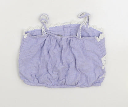 River Island Girls Blue Cotton Camisole Tank Size 10 Years Square Neck Pullover - Cropped