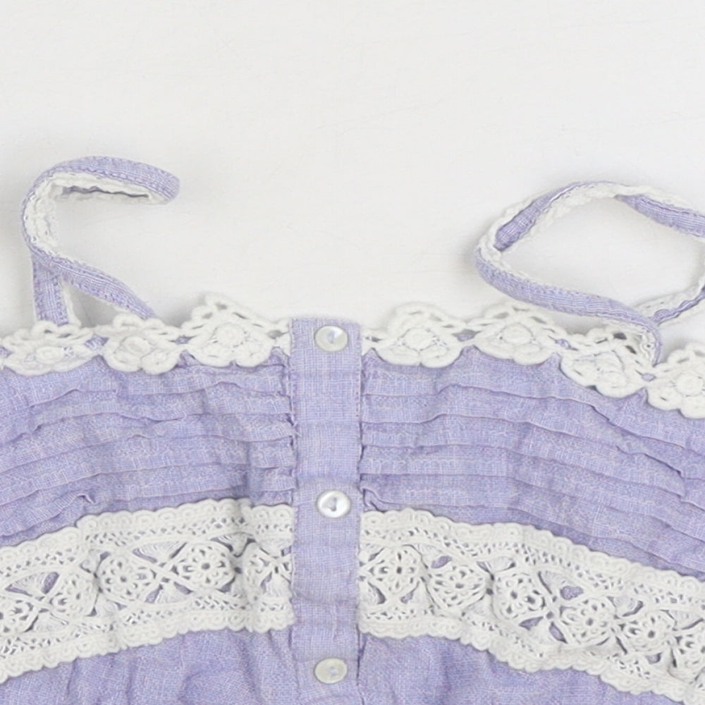 River Island Girls Blue Cotton Camisole Tank Size 10 Years Square Neck Pullover - Cropped