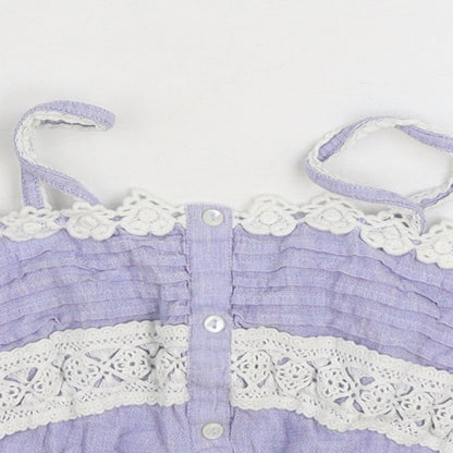 River Island Girls Blue Cotton Camisole Tank Size 10 Years Square Neck Pullover - Cropped