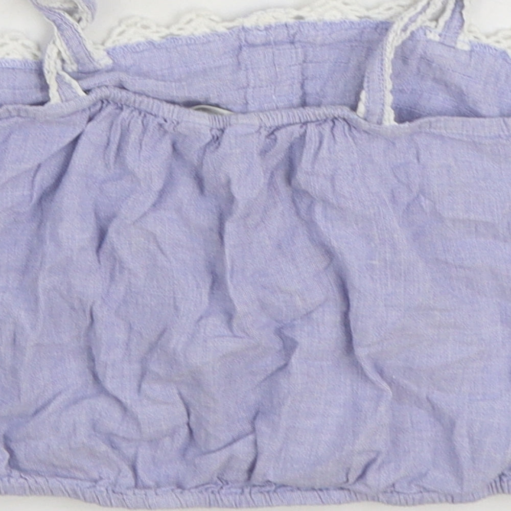 River Island Girls Blue Cotton Camisole Tank Size 10 Years Square Neck Pullover - Cropped